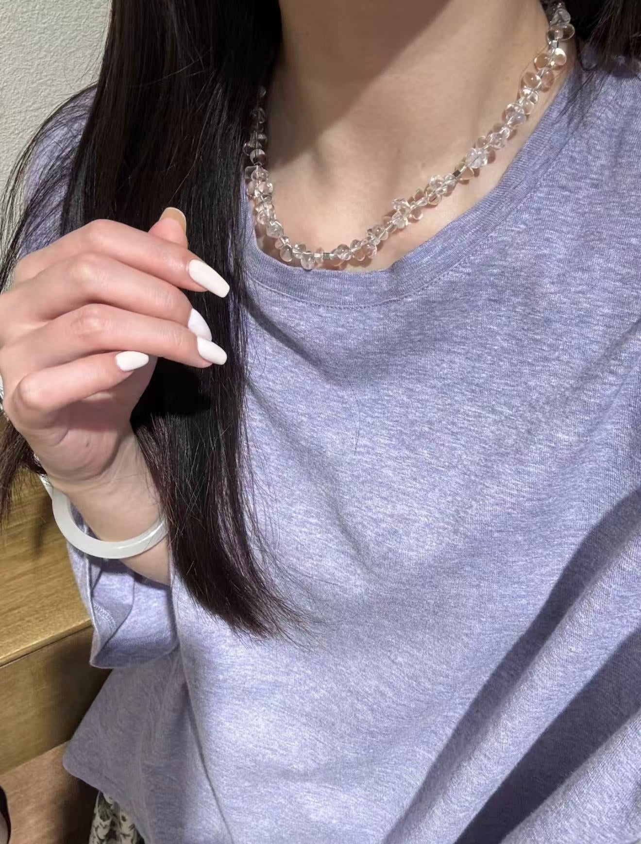 Hand-Knotted Teardrop Glass Bead Choker Necklace - floysun