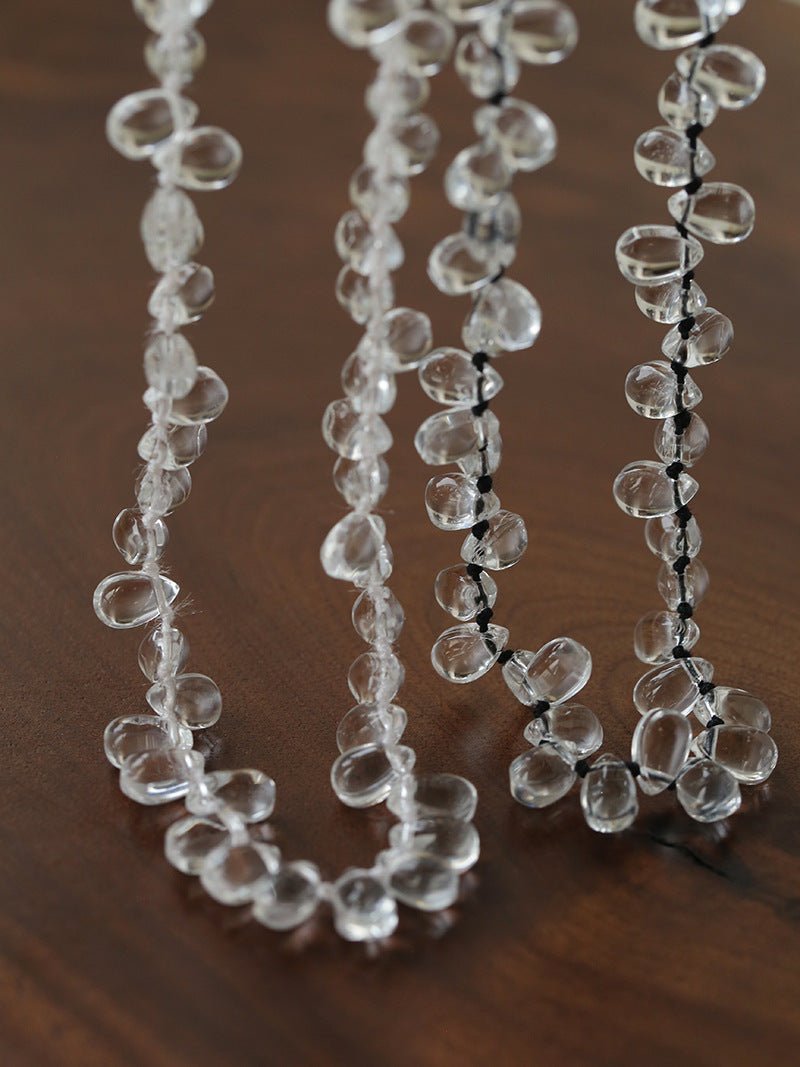 Hand-Knotted Teardrop Glass Bead Choker Necklace - floysun