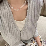 Hand-Knotted Teardrop Glass Bead Choker Necklace - floysun