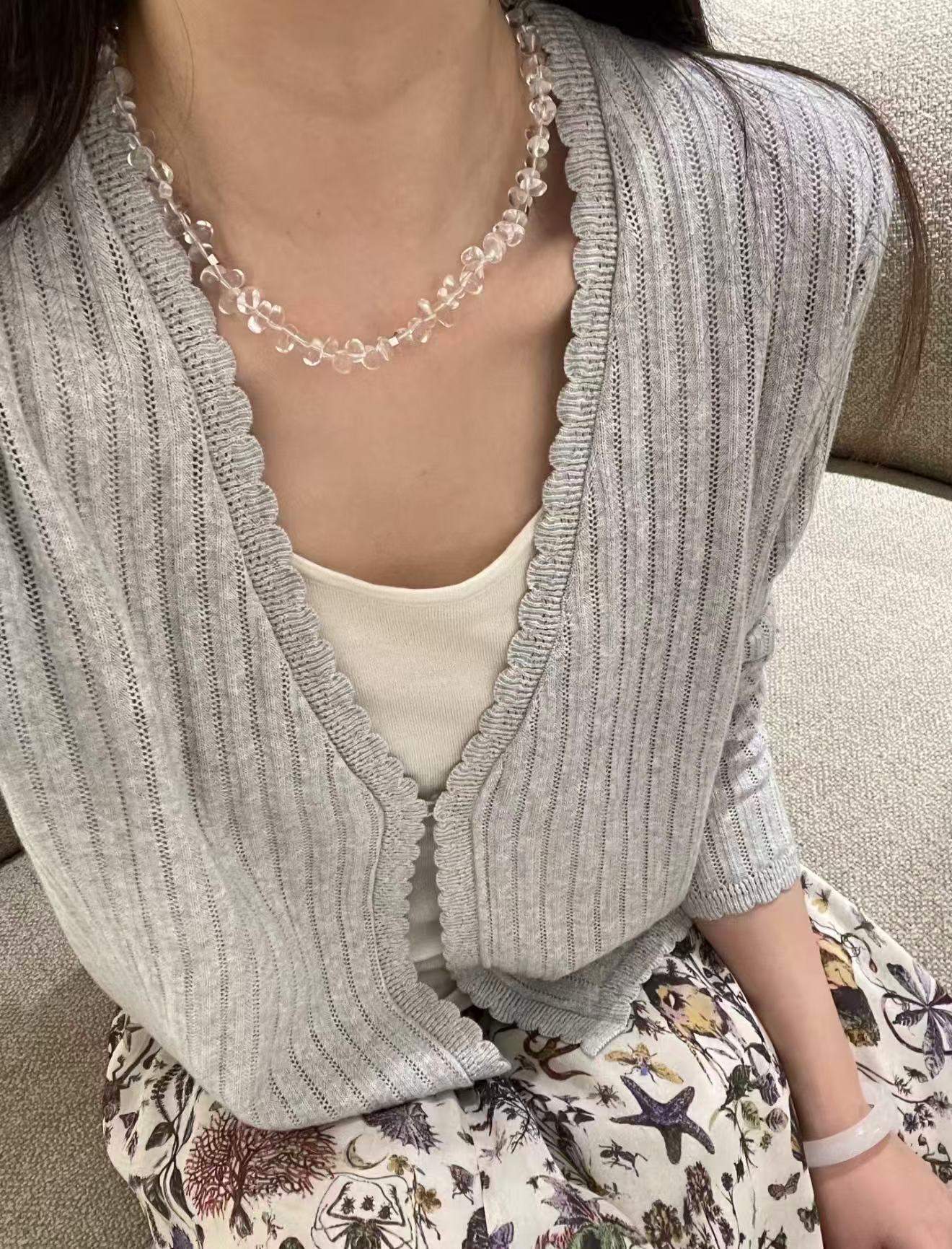Hand-Knotted Teardrop Glass Bead Choker Necklace - floysun