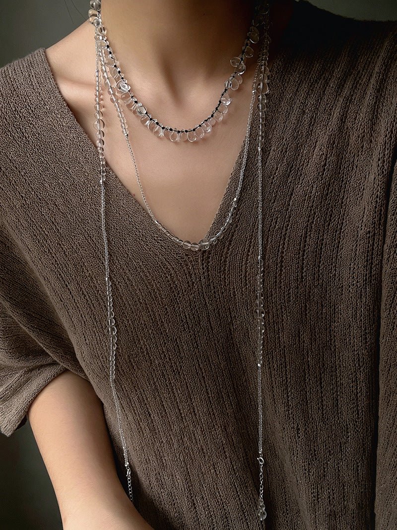 Hand-Knotted Teardrop Glass Bead Choker Necklace - floysun