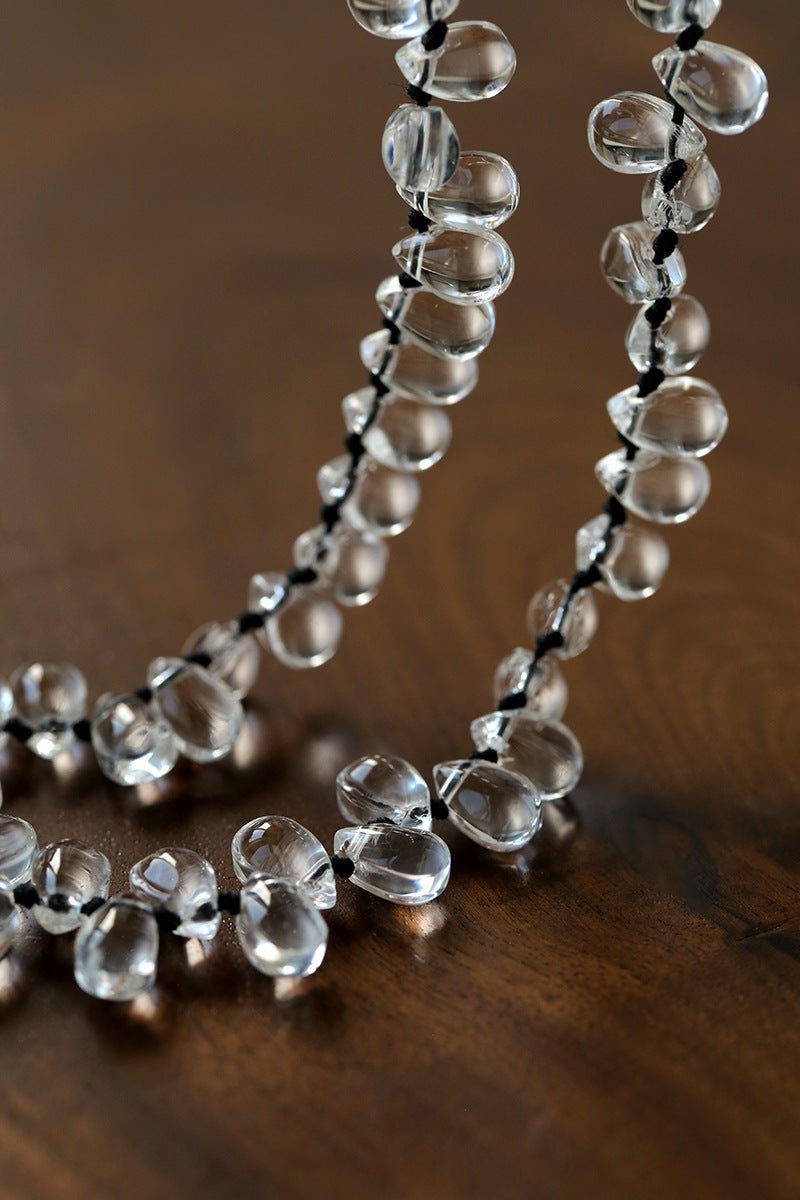 Hand-Knotted Teardrop Glass Bead Choker Necklace - floysun