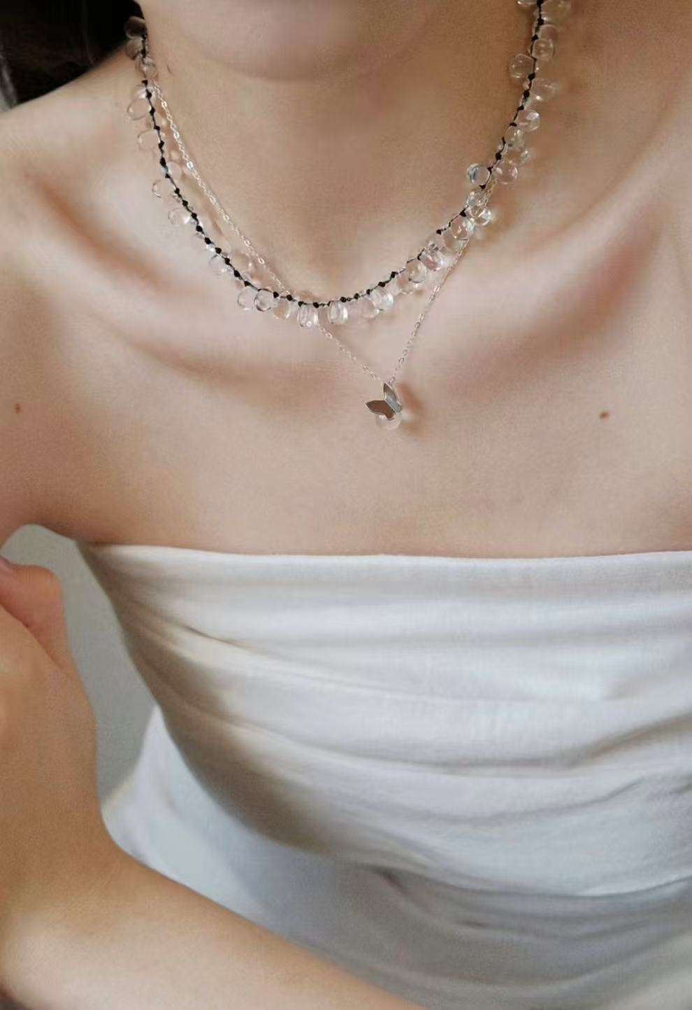 Hand-Knotted Teardrop Glass Bead Choker Necklace - floysun
