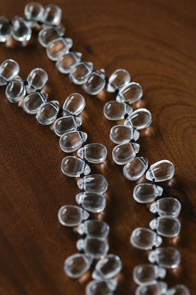 Hand-Knotted Teardrop Glass Bead Choker Necklace - floysun