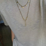 Hand-Strung Gemstone Micro-Bead & Hammered Bar Necklace - floysun