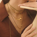 Hand-Strung Gemstone Micro-Bead & Hammered Bar Necklace - floysun