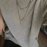 Hand-Strung Gemstone Micro-Bead & Hammered Bar Necklace - floysun