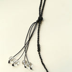 Handcrafted Black Macrame Net Quartz Choker - Natural 30mm Clear Crystal Sphere Pendant Necklace - floysun