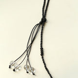 Handcrafted Black Macrame Net Quartz Choker - Natural 30mm Clear Crystal Sphere Pendant Necklace - floysun