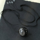 Handcrafted Black Macrame Net Quartz Choker - Natural 30mm Clear Crystal Sphere Pendant Necklace - floysun