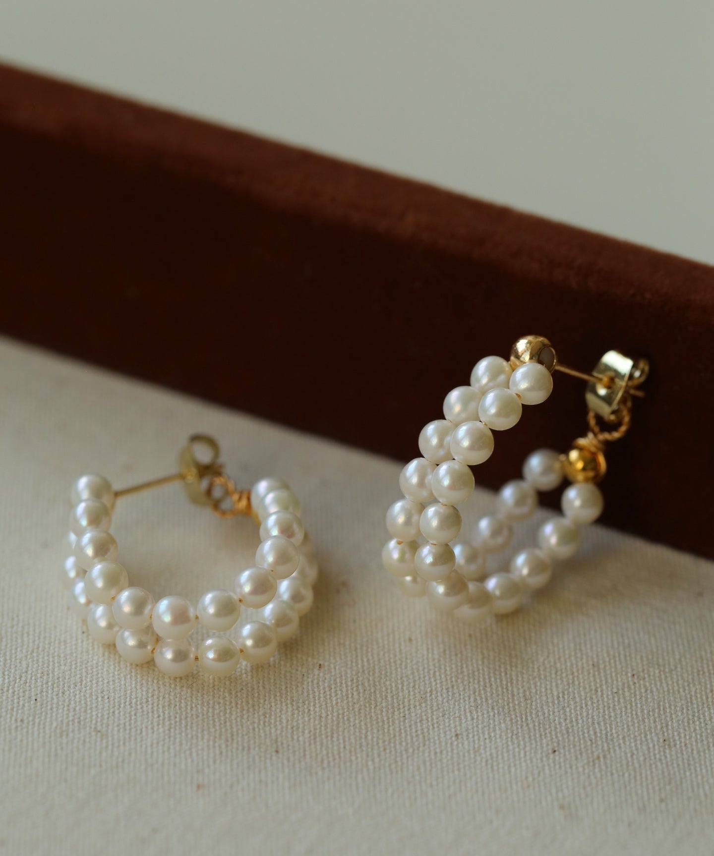 Handcrafted Double layer Pearl Hoop Earrings - floysun