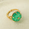 Handcrafted Glass Flower Dome Ring - 18K Gold Plated Brass Romantic Floral Adjustable Ring - floysun