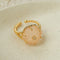 Handcrafted Glass Flower Dome Ring - 18K Gold Plated Brass Romantic Floral Adjustable Ring - floysun