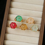 Handcrafted Glass Flower Dome Ring - Romantic Floral Adjustable Ring - floysun
