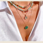 Handcrafted Glass Flower Pendant Necklace - 18K Gold Plated Vintage Floral Choker - floysun