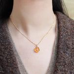 Handcrafted Glass Flower Pendant Necklace - 18K Gold Plated Vintage Floral Choker - floysun