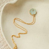 Handcrafted Glass Flower Pendant Necklace - 18K Gold Plated Vintage Floral Choker - floysun