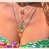 Handcrafted Glass Flower Pendant Necklace - 18K Gold Plated Vintage Floral Choker - floysun