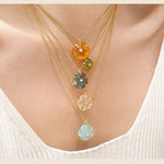 Handcrafted Glass Flower Pendant Necklace - 18K Gold Plated Vintage Floral Choker - floysun