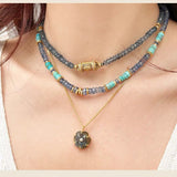 Handcrafted Glass Flower Pendant Necklace - 18K Gold Plated Vintage Floral Choker - floysun
