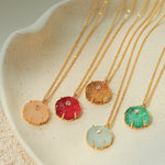 Handcrafted Glass Flower Pendant Necklace - 18K Gold Plated Vintage Floral Choker - floysun