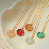 Handcrafted Glass Flower Pendant Necklace - 18K Gold Plated Vintage Floral Choker - floysun