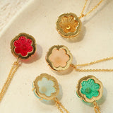 Handcrafted Glass Flower Pendant Necklace - 18K Gold Plated Vintage Floral Choker - floysun