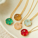 Handcrafted Glass Flower Pendant Necklace - 18K Gold Plated Vintage Floral Choker - floysun