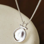 Handcrafted Hammered Round Medallion Necklace - Minimalist 925 Sterling Silver Coin Pendant - floysun