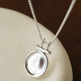 Handcrafted Hammered Round Medallion Necklace - Minimalist 925 Sterling Silver Coin Pendant - floysun