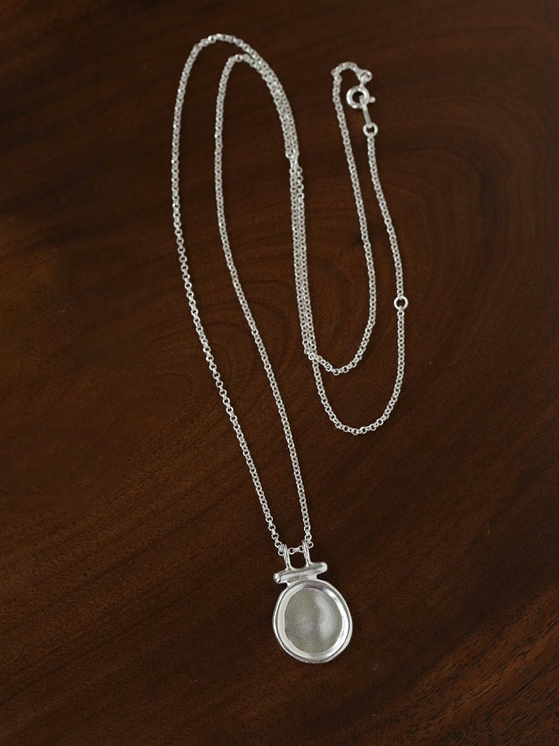 Handcrafted Hammered Round Medallion Necklace - Minimalist 925 Sterling Silver Coin Pendant - floysun