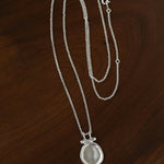 Handcrafted Hammered Round Medallion Necklace - Minimalist 925 Sterling Silver Coin Pendant - floysun