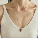 Handcrafted Hammered Round Medallion Necklace - Minimalist 925 Sterling Silver Coin Pendant - floysun