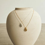 Handcrafted Hammered Round Medallion Necklace - Minimalist 925 Sterling Silver Coin Pendant - floysun