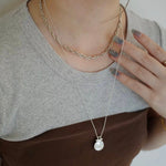 Handcrafted Hammered Round Medallion Necklace - Minimalist 925 Sterling Silver Coin Pendant - floysun