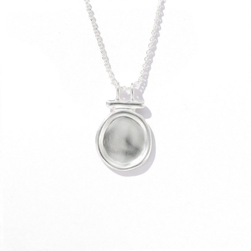 Handcrafted Hammered Round Medallion Necklace - Minimalist 925 Sterling Silver Coin Pendant - floysun