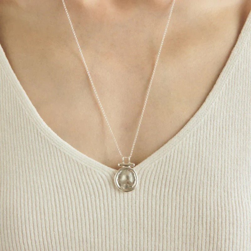 Handcrafted Hammered Round Medallion Necklace - Minimalist 925 Sterling Silver Coin Pendant - floysun