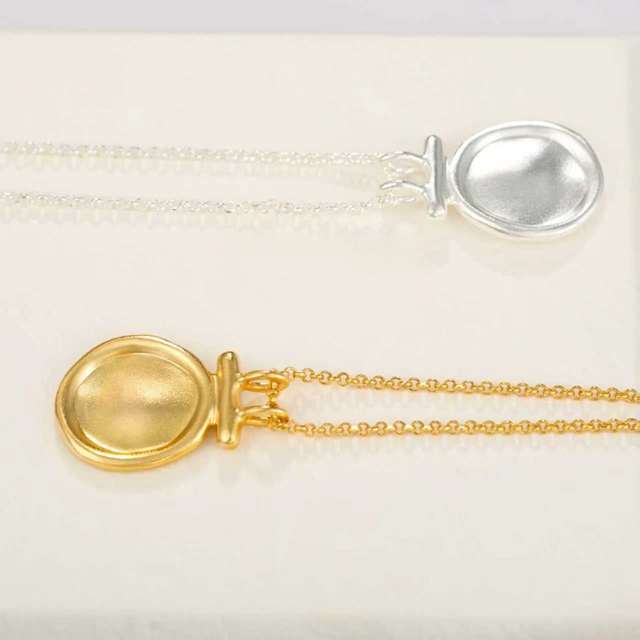 Handcrafted Hammered Round Medallion Necklace - Minimalist 925 Sterling Silver Coin Pendant - floysun