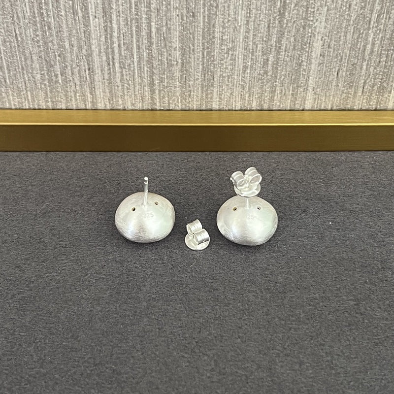 Handcrafted Irregular Brushed “Little Silver Bean” Earrings - floysun