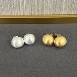 Handcrafted Irregular Brushed “Little Silver Bean” Earrings - floysun