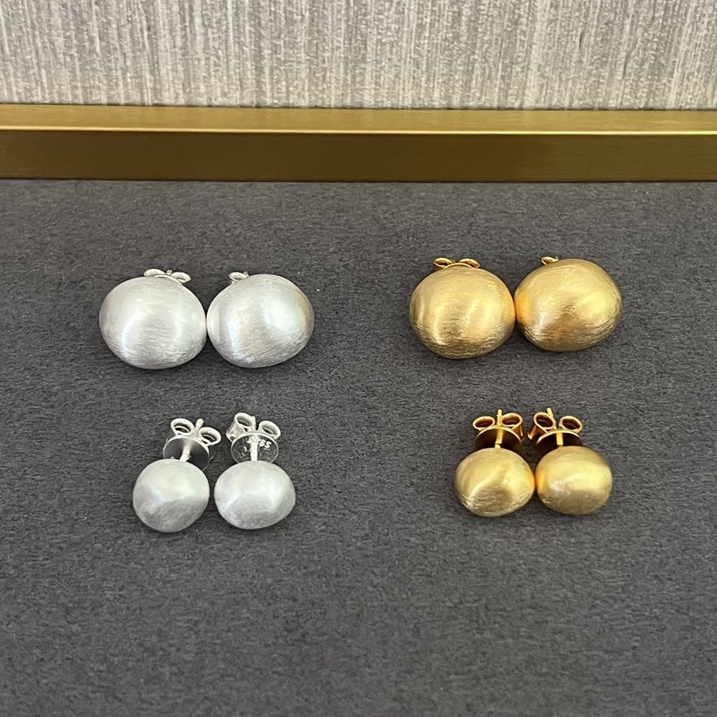 Handcrafted Irregular Brushed “Little Silver Bean” Earrings - floysun