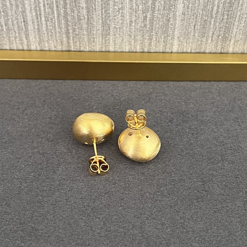 Handcrafted Irregular Brushed “Little Silver Bean” Earrings - floysun