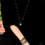 Handcrafted Macrame Crystal Pendant Necklace - Oval Labradorite Rose Quartz Strawberry Quartz Long Necklace - floysun