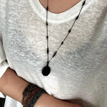 Handcrafted Macrame Crystal Pendant Necklace - Oval Labradorite Rose Quartz Strawberry Quartz Long Necklace - floysun