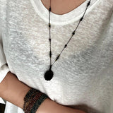 Handcrafted Macrame Crystal Pendant Necklace - Oval Labradorite Rose Quartz Strawberry Quartz Long Necklace - floysun