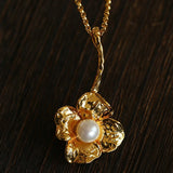 Handcrafted Pearl Flower Necklace - floysun