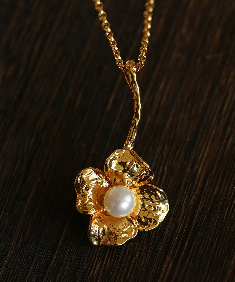 Handcrafted Pearl Flower Necklace - floysun