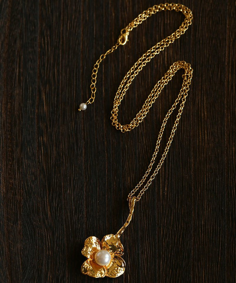 Handcrafted Pearl Flower Necklace - floysun