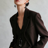Handcrafted Sculptural Ebony Wood & Freshwater Pearl Long Pendant Necklace - floysun