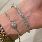 Handcrafted Starburst Brushed Bangle - Vintage 18K Gold Plated S925 Silver Bracelet - floysun